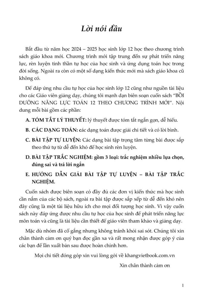 BỒI DƯỠNG NĂNG LỰC TOÁN 12 - TẬP 2 (Theo chương trình GDPT mới - Dùng chung cho các bộ SGK)